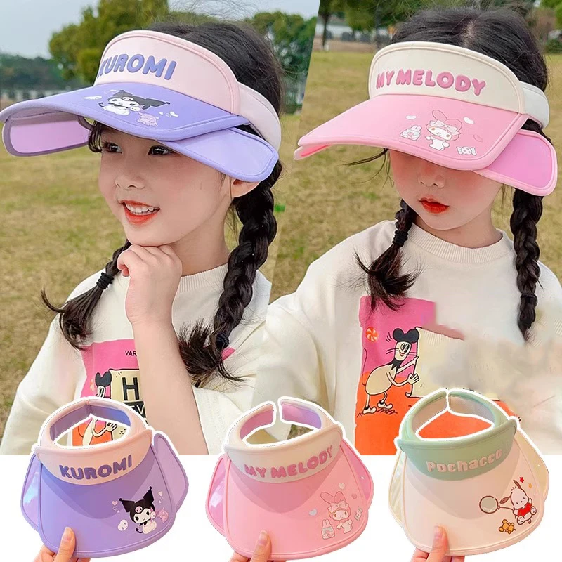 

Sanrio Hello Kitty Cinnamoroll Kuromi Summer Children's Empty Top Hat Uv Protection Sun Hat Kids Sunshade Toy Girl Birthday Gift