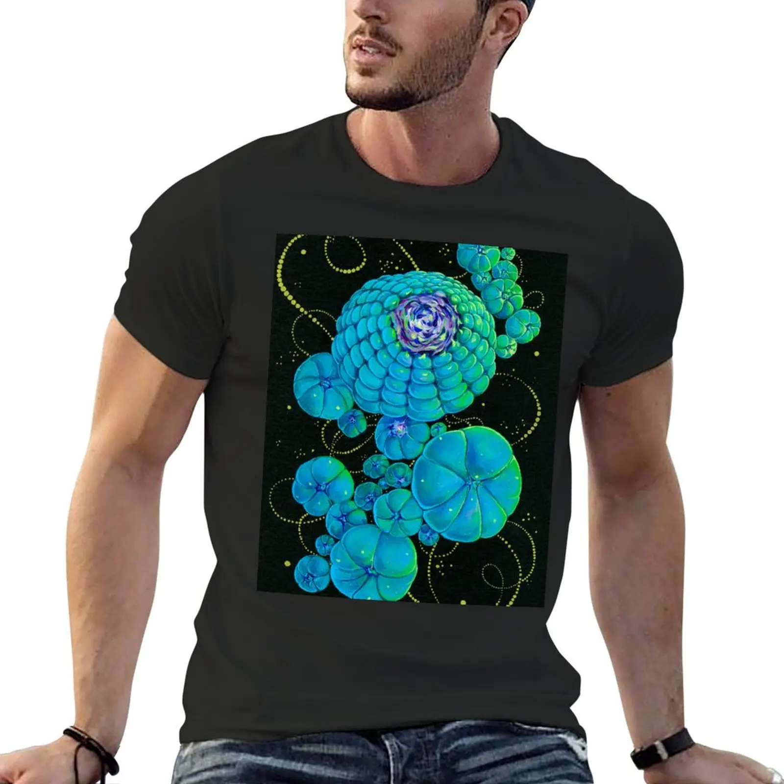 Fluorescent cacti T-Shirt boys whites summer top oversized graphic tee sweat mens graphic t-shirts big and tall