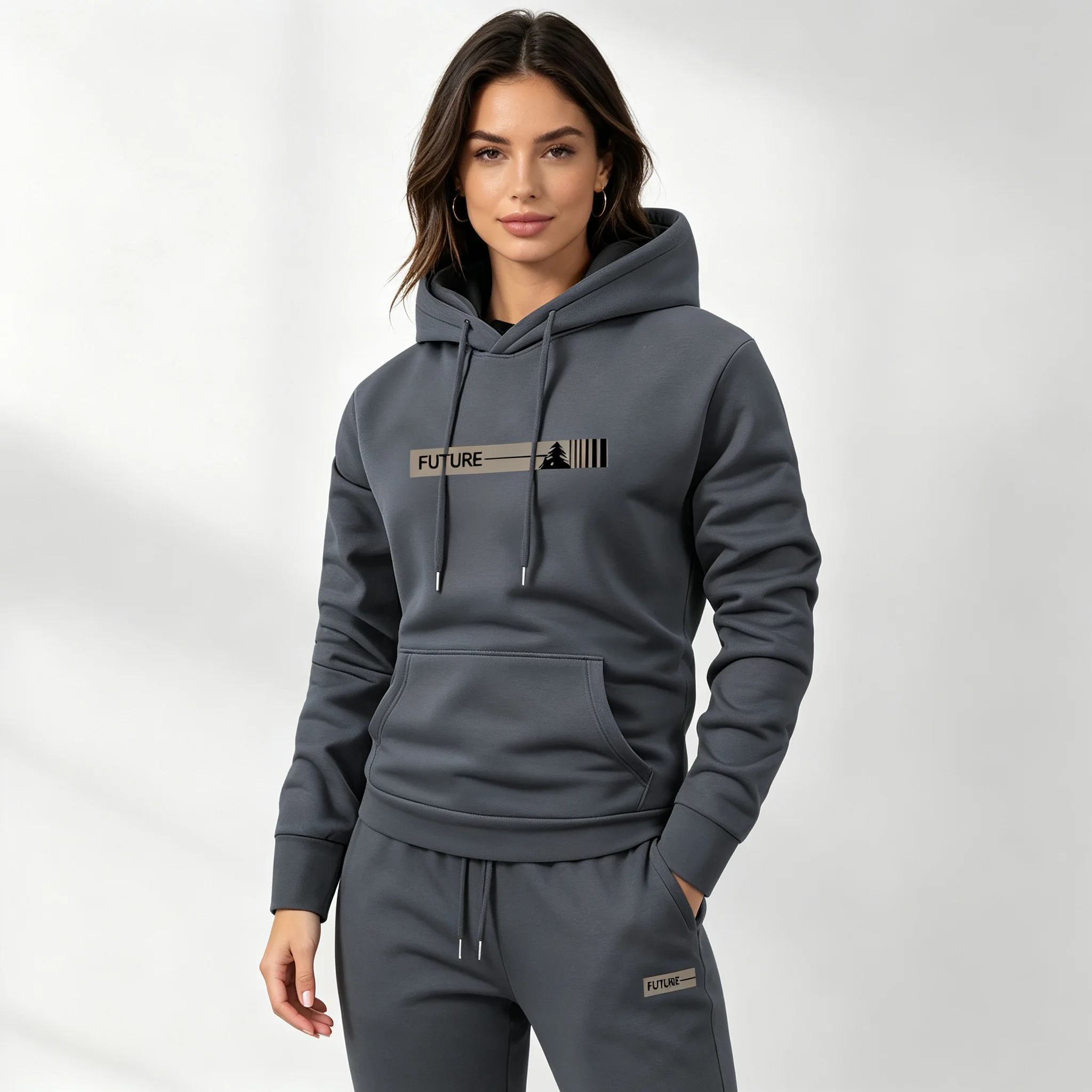 2026 Unisex Casual 2‑Piece Set Long Sleeve Hooded Sweatshirt & Sweatpants Loose Autumn Sport Sweatsuit For Men Women
