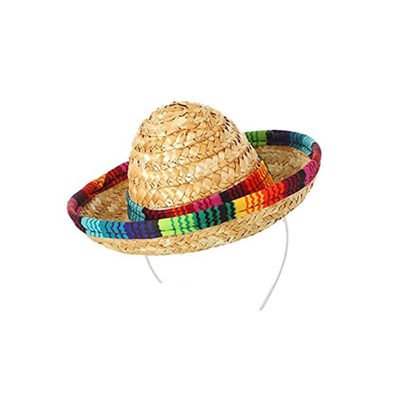 Mexican Mini Small Hat Hair Hoops Mini Sombrero Headbands Headdress Performance Props Carnival Halloween Party Funny Hats