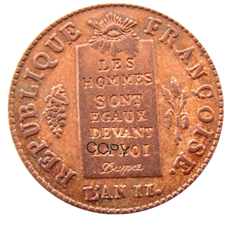 France 1793H 1/2S 100% Copper Copy Coins