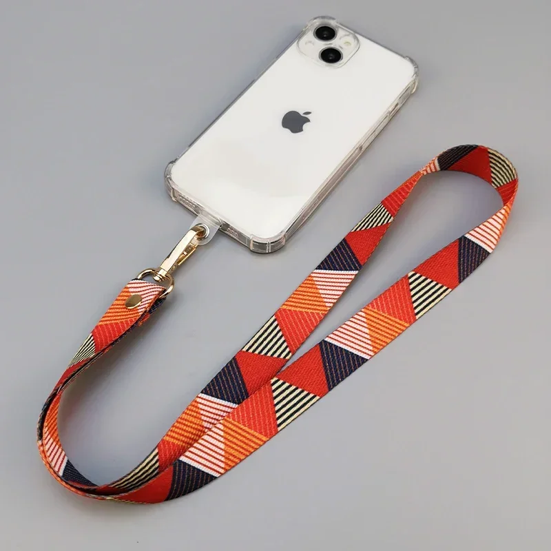 Mobile Phone Lashing Neck Hanging Lanyard Nd Mobile Phone Shell with Clip Anti-loss Rope Female Creative Retro Pattern Chain