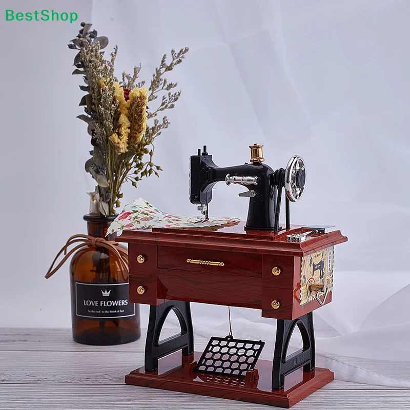 ★ Nähmaschinen-Spieluhr Retro Nähmaschine mit Uhrwerk Heimdekoration Geschenk