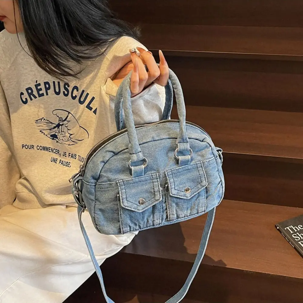 

Portable Handbag Retro Denim Bag Y2K Underarm Bag Spicy Girl Shoulder Bag Crossbody Bag Armpit Bag Washed Jean Bag Streetwear