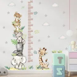 cartoon woodland animal height measure wall sticker self adhesive growth chart baby nursery wall art decal mural