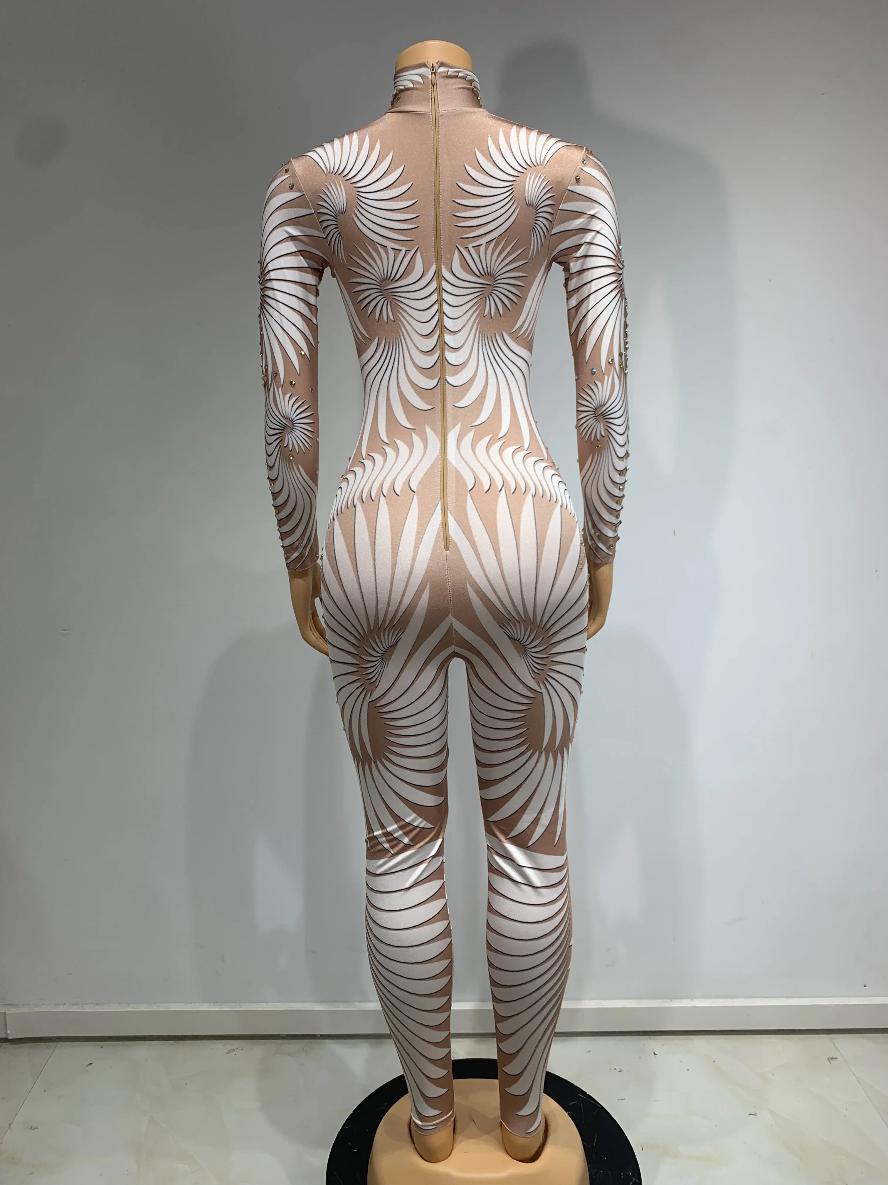 Kombinezon damski z nadrukiem dżetów High Street, seksowny kostium sceniczny dla tancerki, piosenkarki, na imprezę, do klubu nocnego, na scenę.