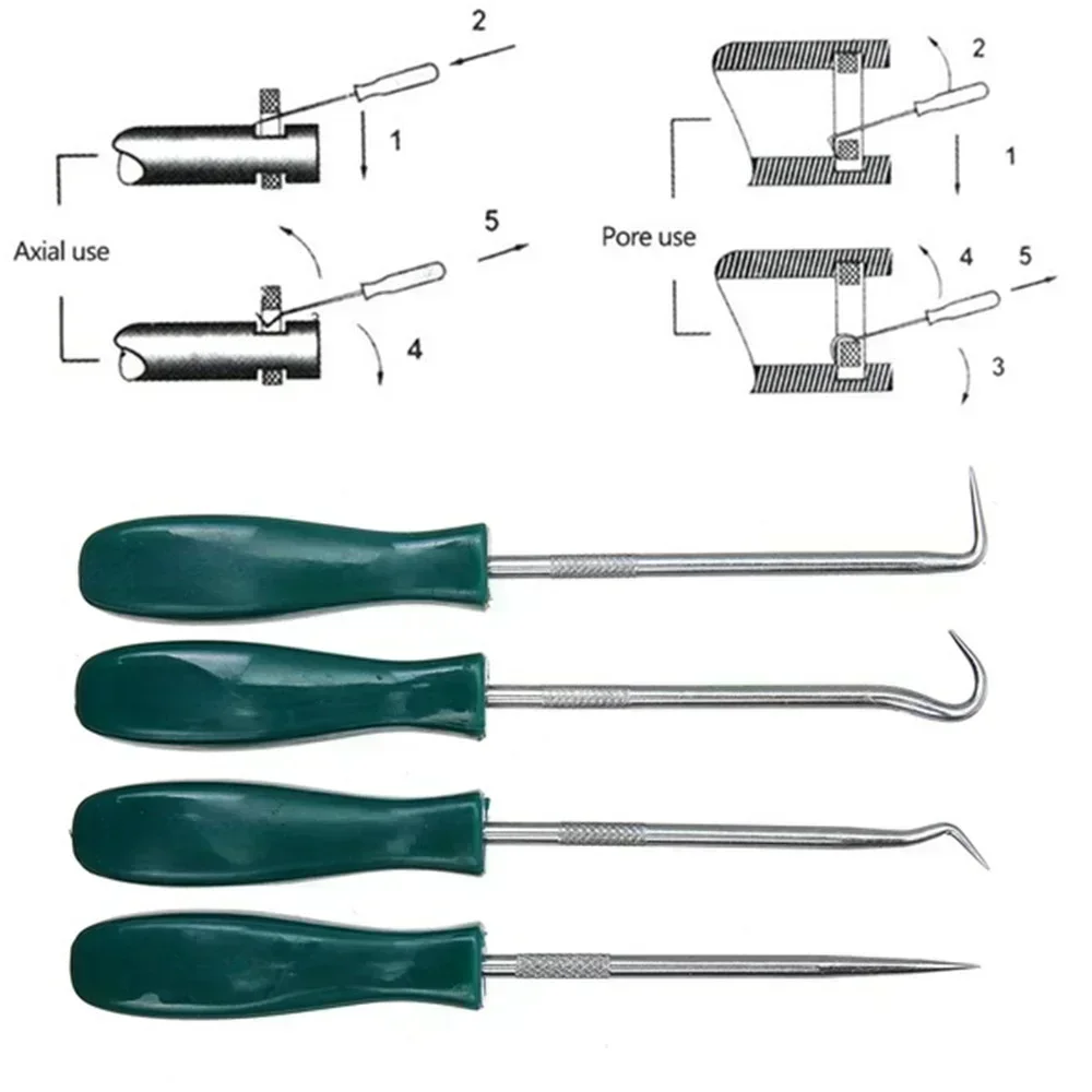 

4Pcs Car Auto Vehicle Oil Seal Screwdrivers Set O-Ring Seal Gasket Puller Remover Pick Hooks Repair Car Extractor Garage Puller