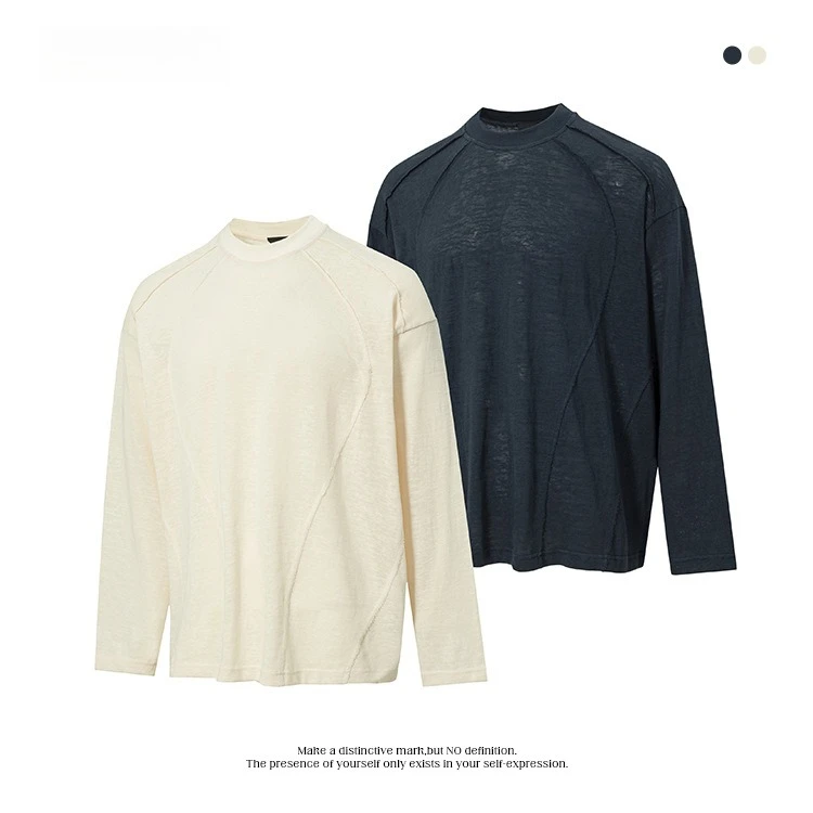 

Осень/зима, футболки с высоким воротником и длинными рукавами в американском стиле для мужчин и женщин | Свободный крой, однотонное сращивание