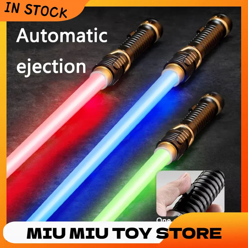 New One Click Catapult Lightsaber LED Sword Star Wars Luminous Toy Rave Cosplay Light Stick 2-in-1 Kids Gifts Cool Toy Gift