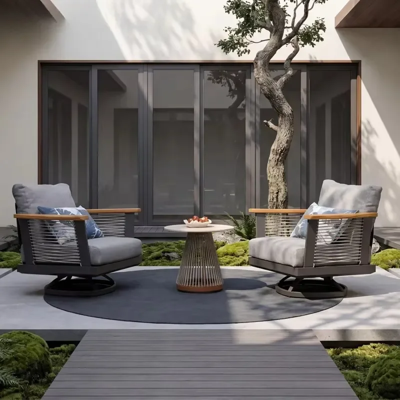 Unique Design Aluminum Single Rotatable Patio Hotel Outside Chair Outdoor Sofa Set Garden Furniture
