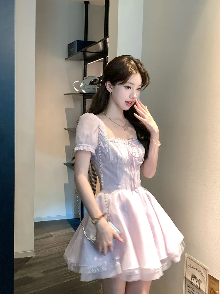 

Acaine, летняя винтажная юбка трапециевидной формы с квадратным воротником и высокой талией, мягкая полиэфирная ткань, повседневная одежда, юбка трапециевидной формы