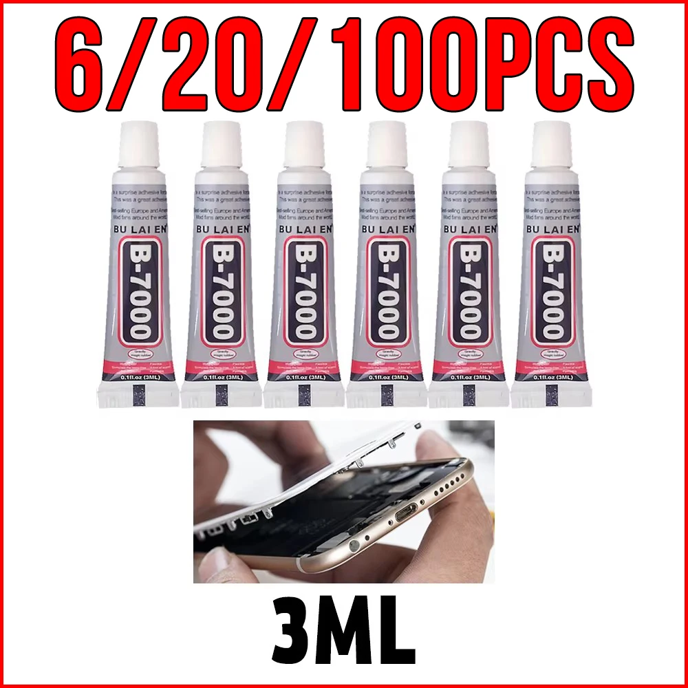 6/20/50/100PCS B7000 3ml Mobile Phone Touch Screen Super Glue B-7000 Telephone DIY Repair Point Diamond Jewelry Glass Adhesive