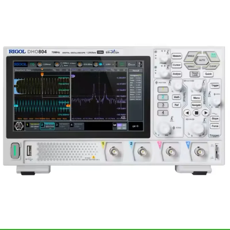 DHO804 70MHz 4-Channel 12Bit Portable High Resolution Digital Oscilloscope 7-inch Touch Screen with 4PCS 150MHz Probes