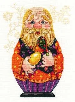 DIY Cross Stitch Set,  Unprinted Fabric, Cotton Thread Sewing Kit, Geometric Patterns, MP Russian doll-golden egg 45-38