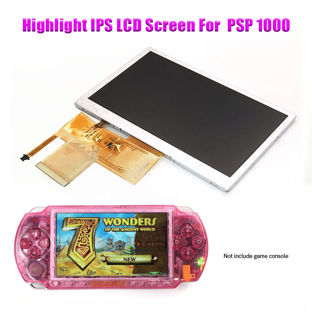 Hispeedido IPS LCD Screen with Backlight for PSP 1000 High Brightness, Solder-Free, Easy to Install