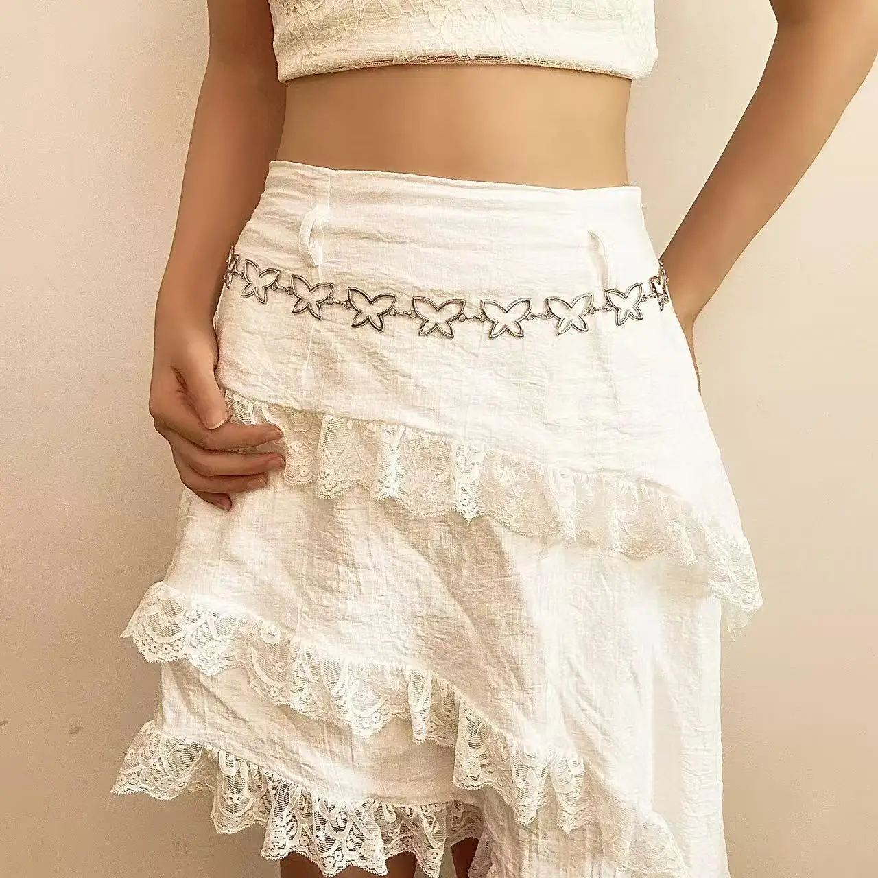 Europäischen Amerikanischen Kreuz Grenze Schmuck Mode Hohl Schmetterling Taille Kette Für Frauen Nische Design Kleid Gürtel Retro Zubehör