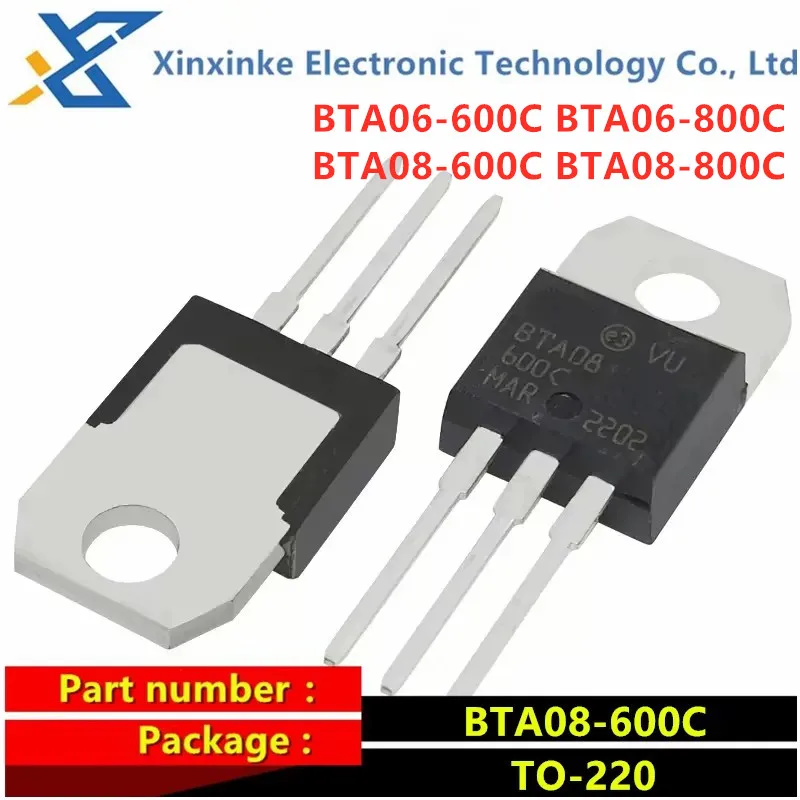 5PCS BTA06-600C BTA06-800C BTA08-600C BTA08-800C TO-220 Three-terminal Triac 8A 600V Thyristor