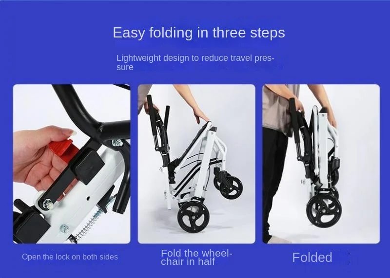 Elderly Walker With Four Wheels Aluminum Alloy Folding Disabled Walking Assist Trolley Rehabilitation Walking Mobility Aids