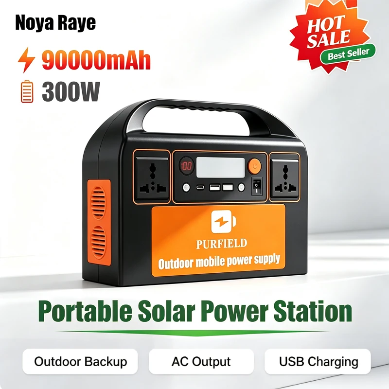 90000mAh 300W Portable Solar Power Station Power Generator LED Light Emergency Solar Power Bank for Outdoor Camping