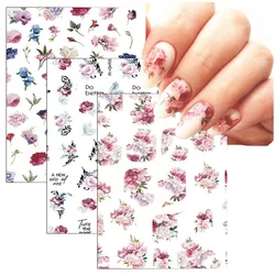 Nail Art Decals Flower 3D Nail Stickers Translucent Simple Floral Flowers Back Glue Nail Stickers Nail Tips Decor