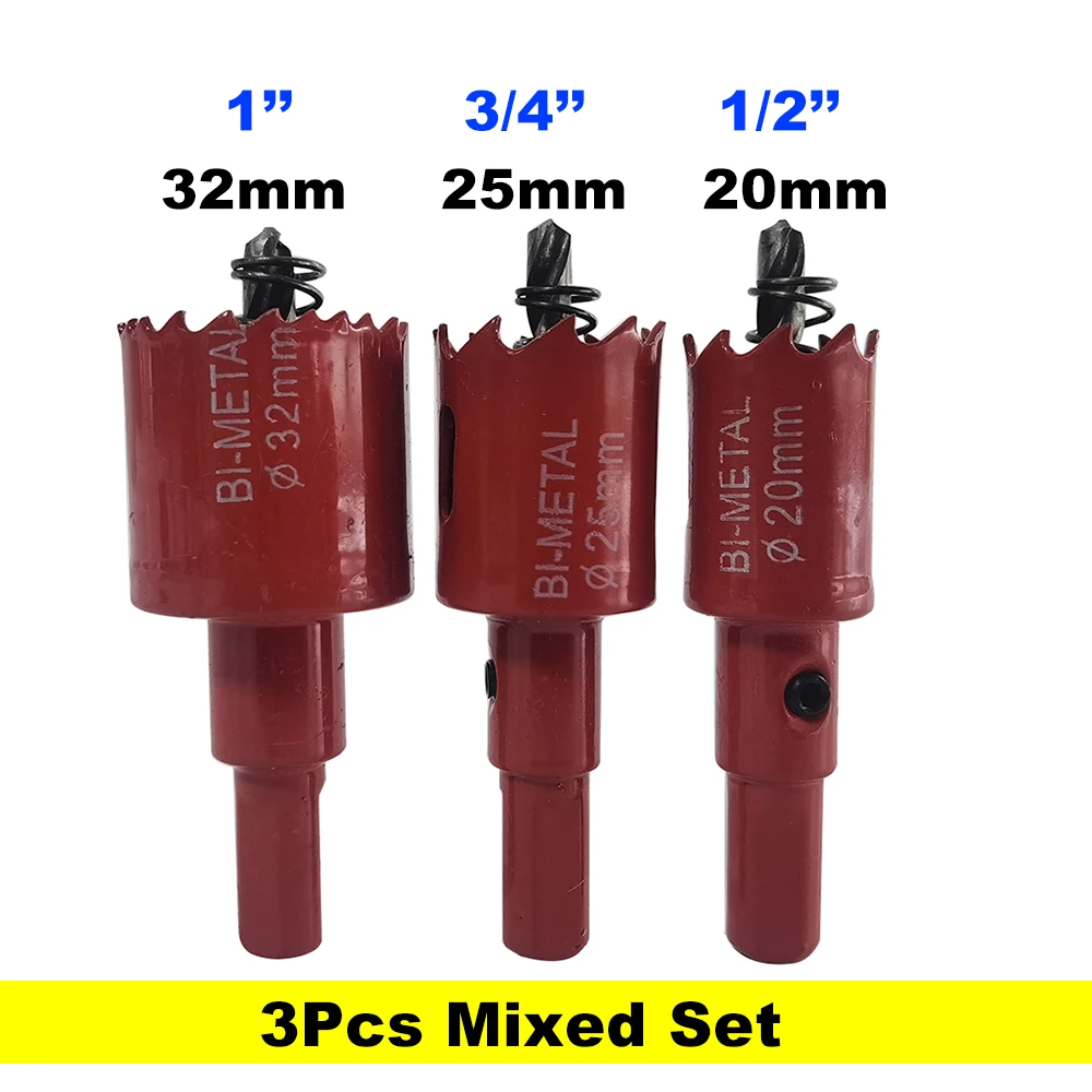 3Pcs Mixed Set Metal hole opener Iron plate drilling rig Garden water bucket opener 32mm 25mm 20mm Water tank outlet slotter