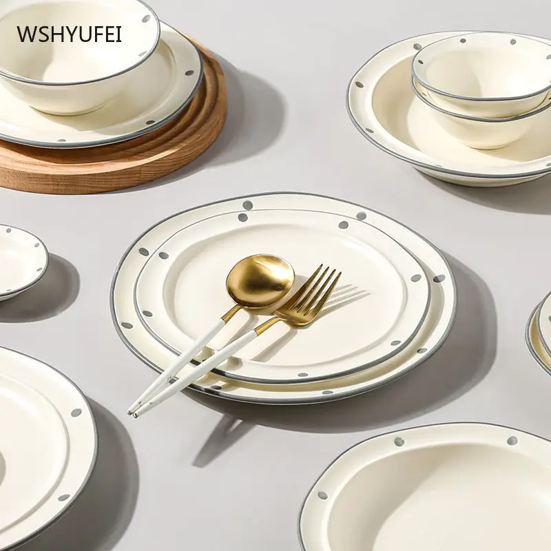 WSHYUFEI Japanese Tableware and Dish Set Ceramic Bowl Noodle Bowls Household Products Kitchenware Modern Simplicity