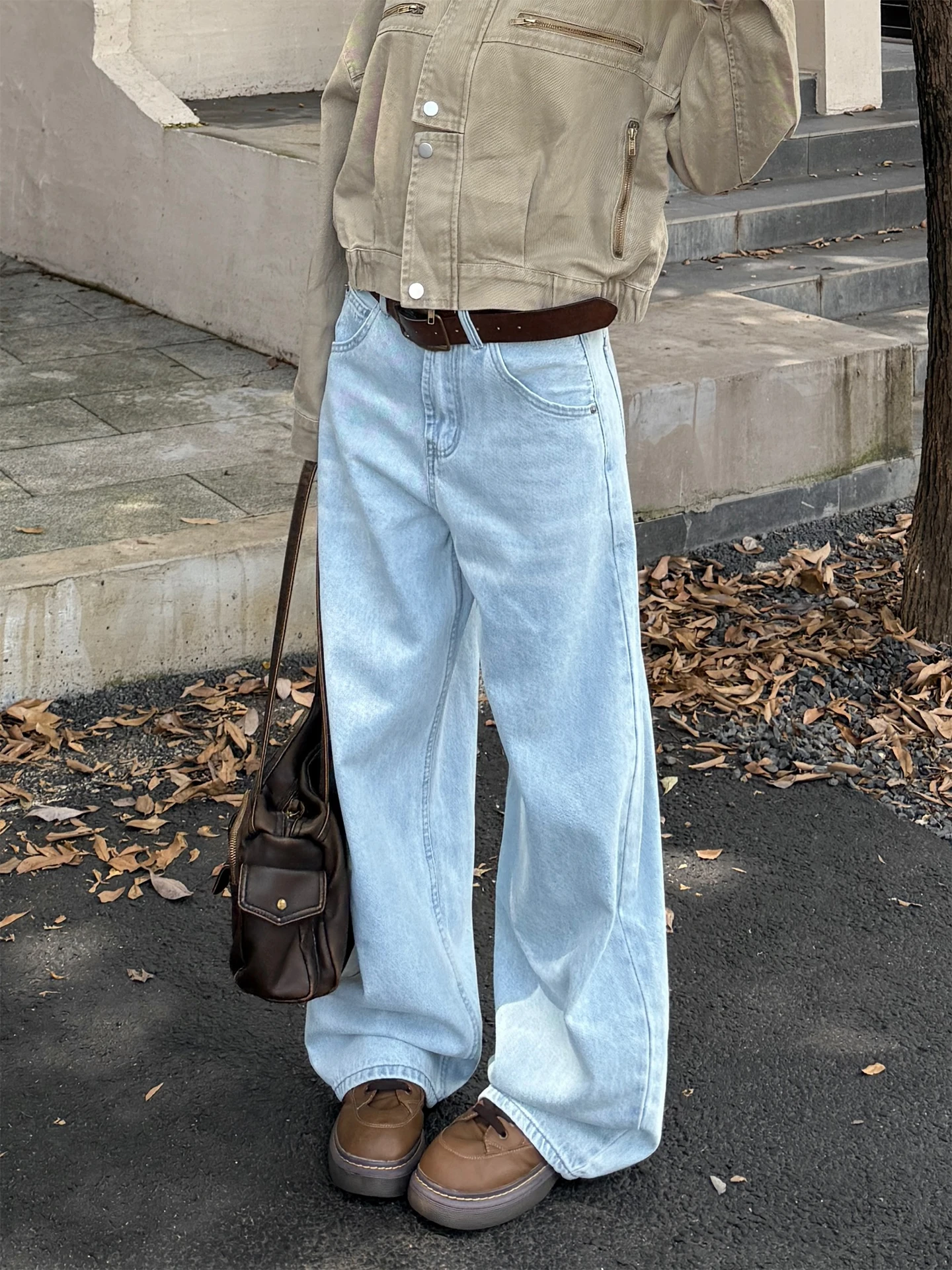 Retro American High Street Vibe Wide Leg Casual Loose Feelings Loose Long Pants Trendy Knife  Denim Jeans Unisex