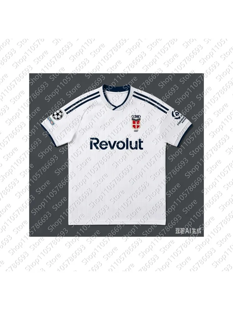 Como 1907 2026/27 Saison Auswärtstrikot, Weißes Klassisches 3D-Druckdesign, Schnell Trocknendes Atmungsaktives Outdoor-Sport-T-Shirt