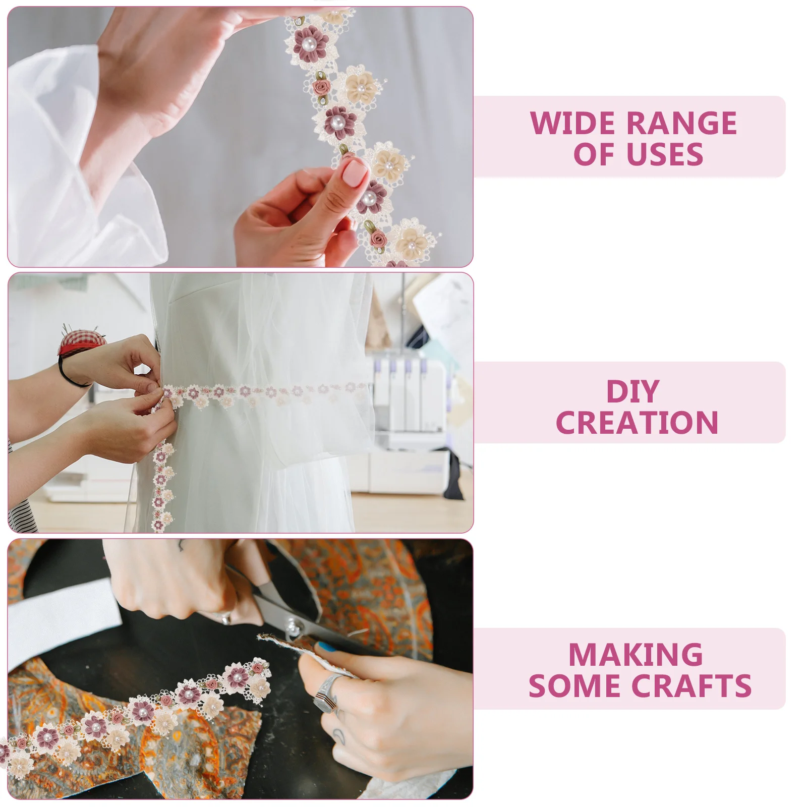 

Lace Flower Auxiliary Materials DIY Craft Vintage Sewing Ribbon Polyester Decorative Strips Bride
