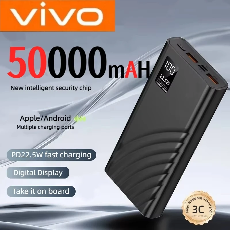

VIVO 200000 мАч Power Bank большой емкости, сверхбыстрая зарядка, внешний аккумулятор, цифровой дисплей, портативное зарядное устройство для iPhone Xiaomi