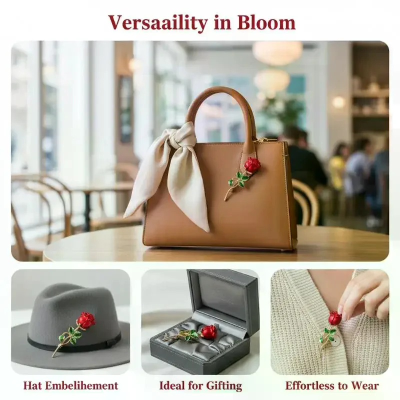 Beautiful Rose Flower Brooches Collection For Women Lady Elegant Flower Pin Summer Design Party Valentine Day Gift