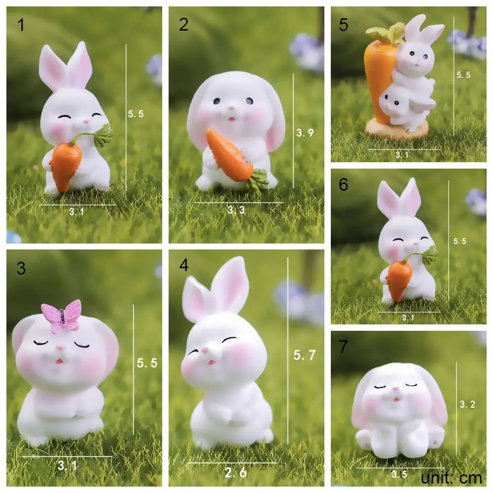 Cartoon Miniature Rabbit Figurine Handicraft Fairy Garden Mini Carrot Bunny Statue Easter Micro Landscape Miniature Resin Hare