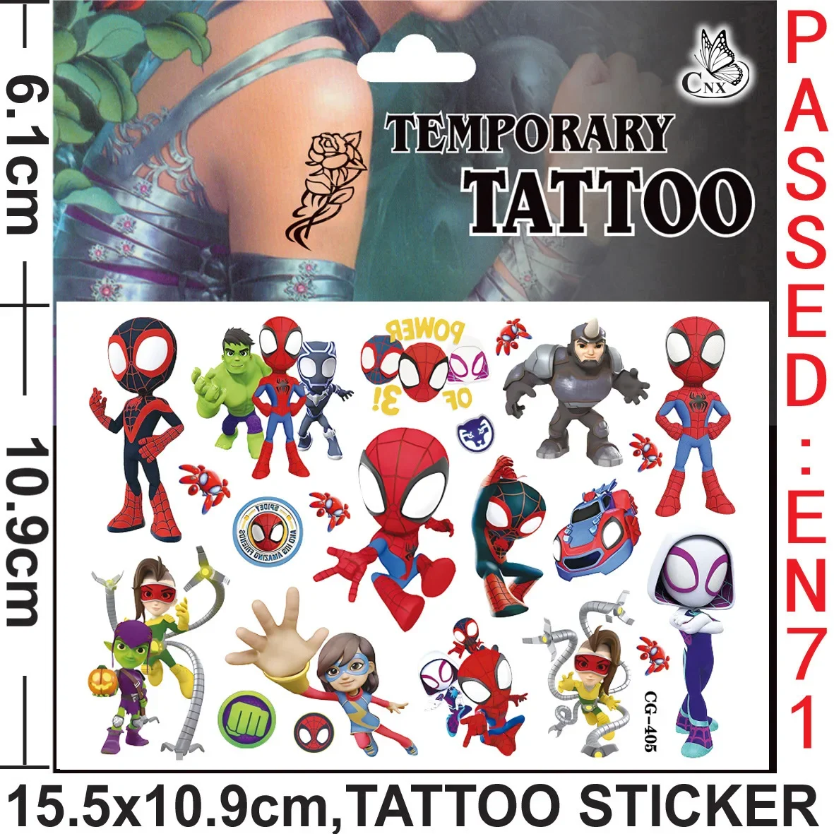 Marvel Tattoo Stickers Waterproof Cute Spider Man Sticker Funny Anime Birthday Party Supplies Decoration Kids Gifts