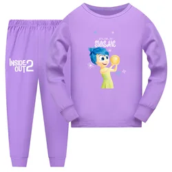 Intensamente2 Inside Out 2 Clothes Kids Pijamas Girls Long Sleeve Pajama Sets Boys Cartoon JOY SADNESS T-shirt Pants 2pcs Suits