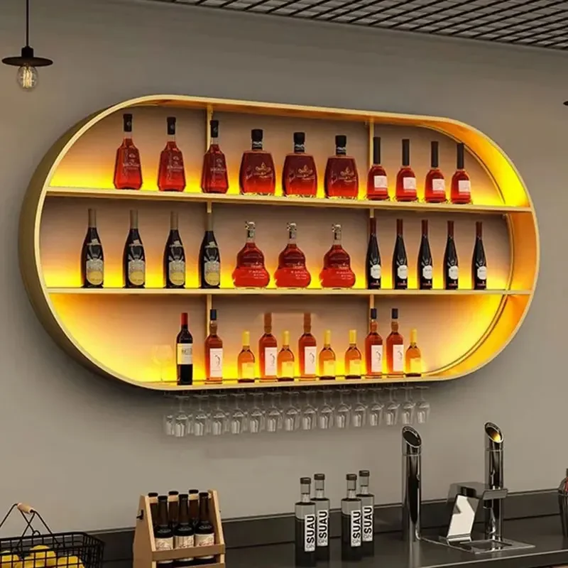 Minimalista Gabinete Display Wall Wine Rack, prateleira moderna, chique armazenamento titular, casa e bar móveis