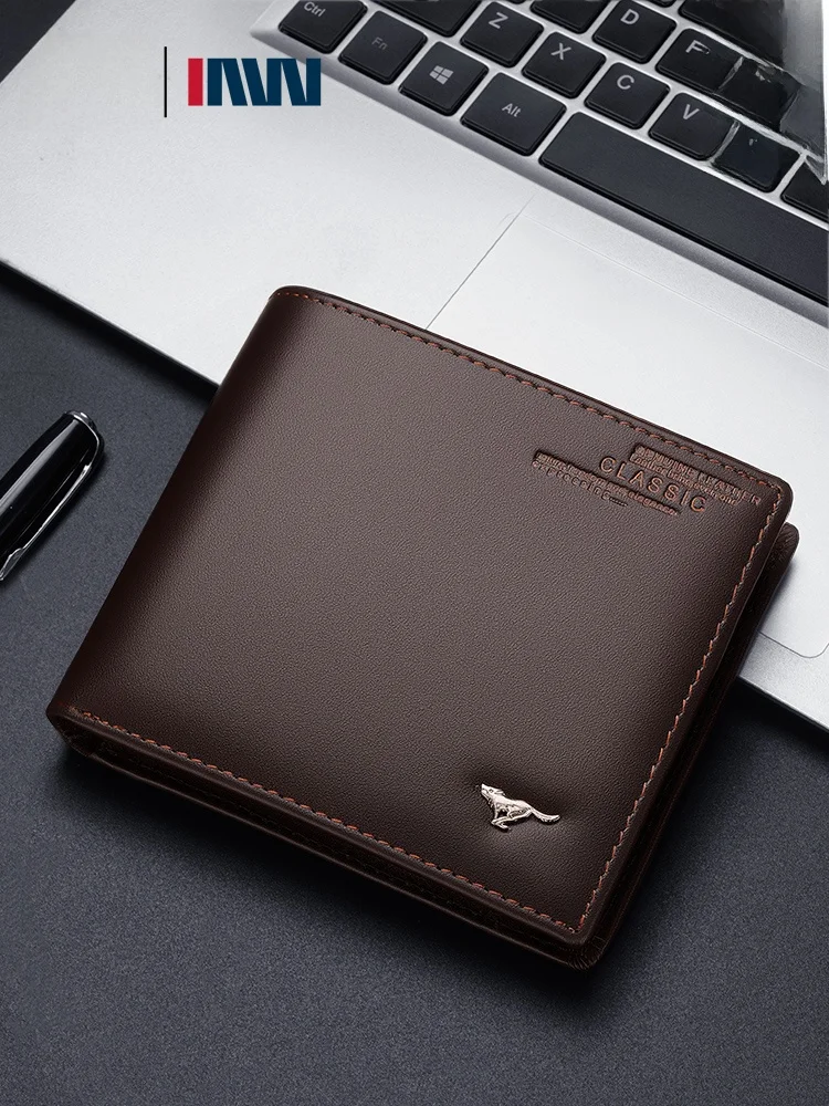 genuine-leather-wallet-men's-new-style-top-layer-cowhide-leather-bifold-gift-for-boyfriend-dad-compact-money-holder