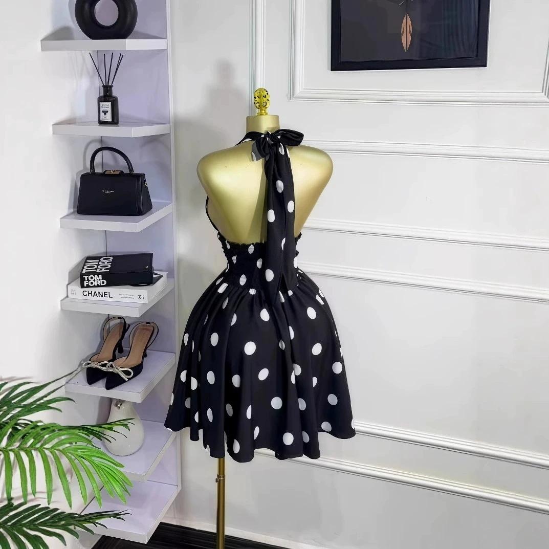 Sexy cortar rosa botão vestido moda feminina sem mangas sem costas festa halter mini vestidos 2025 verão elegante vestidos femininos