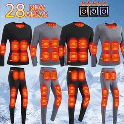 Self-heating Jackets Heated Thermal Underwear Men USB Electric Heated Ski Clothing Women Winter Thermal Heated Underwear