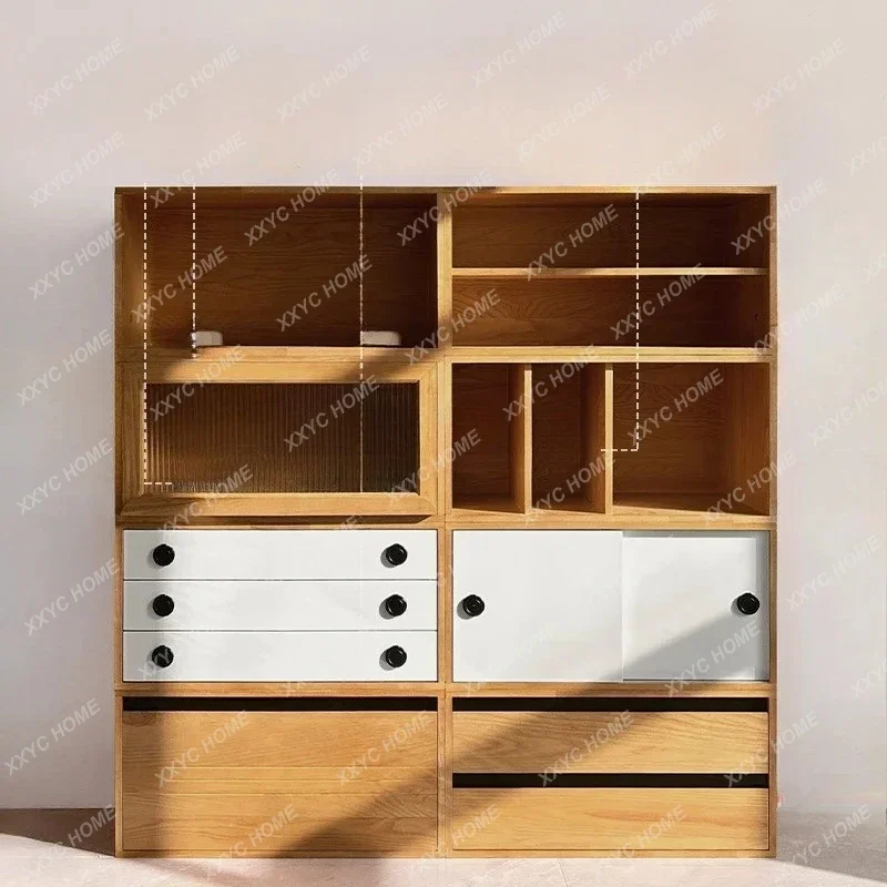 A  Stacked music module solid wood multi-functional combination cabinet storage side storage chest