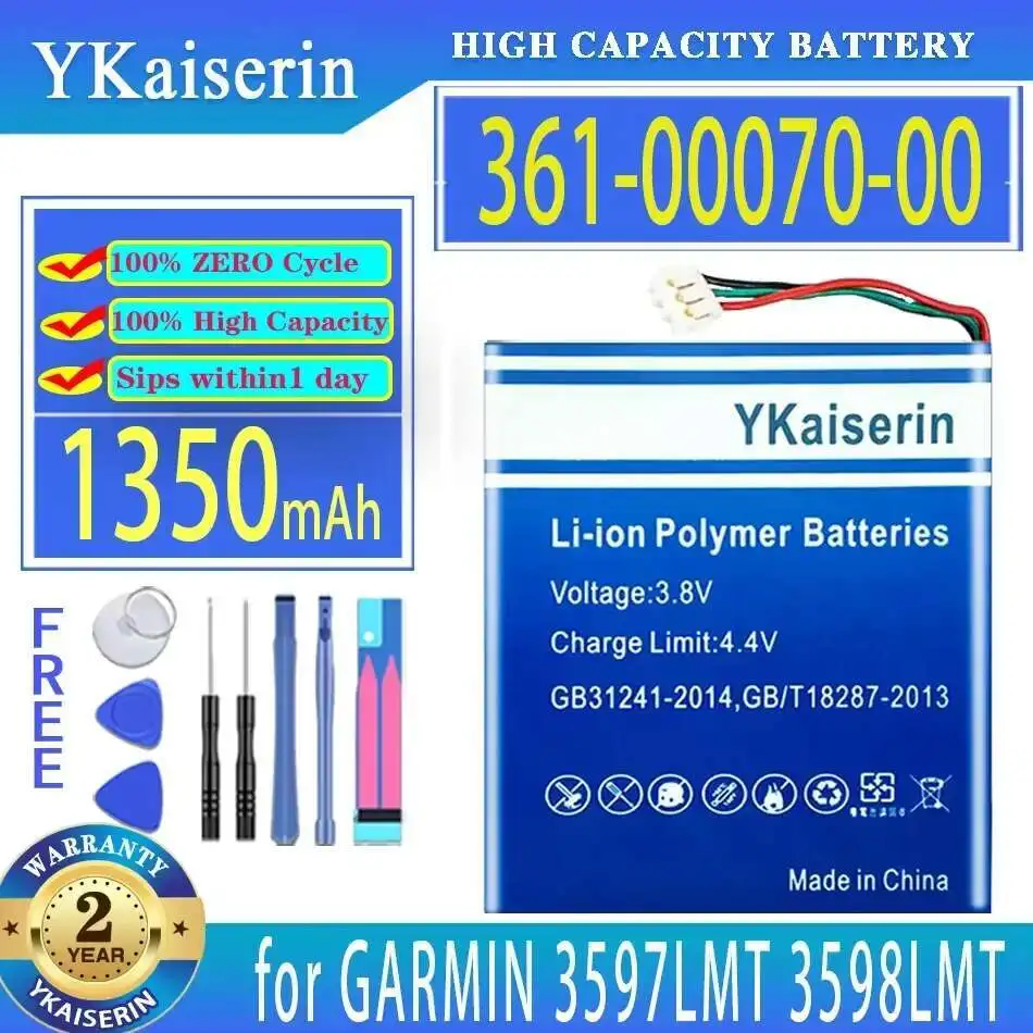 

For GARMIN 3597LMT Nuvi 3597 3597LMTHD 3598 3598LMT 3598LMT-D Car Navigation Device Battery, 1350mAh 361-00070-00