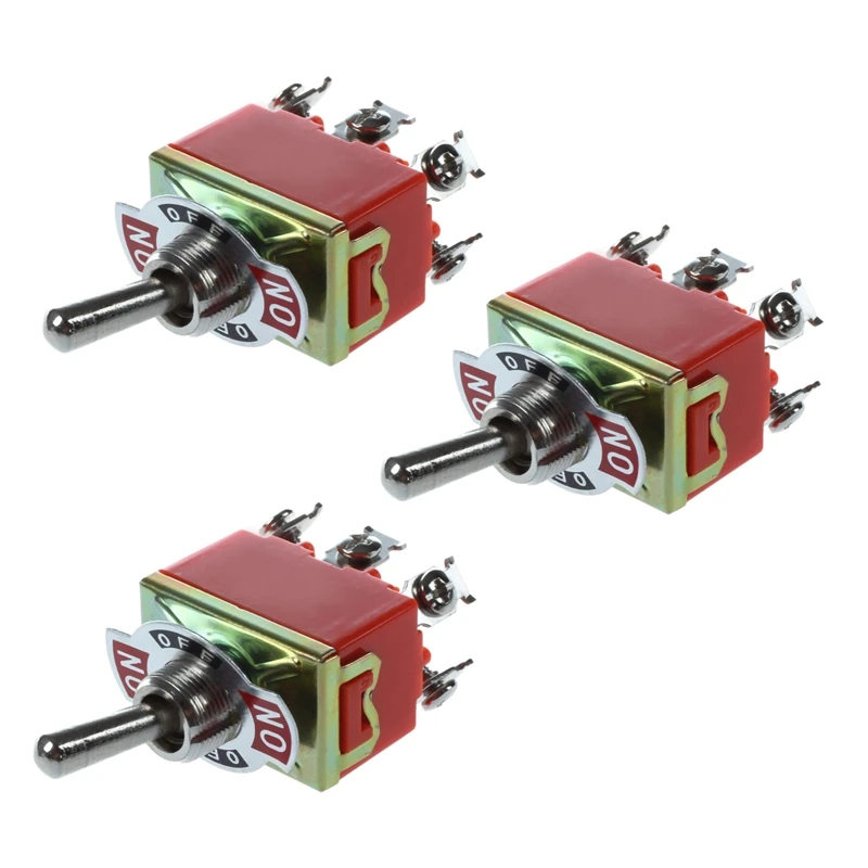 

3X AC 250V 15A Latching 3 Way On-Off-On Single Pole Double Throw Toggle Switch Orange