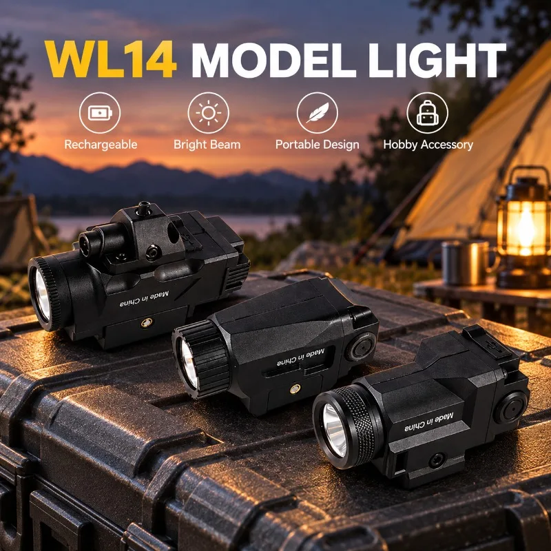 WL14 Hobby Model Flashlight, Under Rail High Bright Illuminator with Built-in Rechargeable Battery for 20mm Rail
