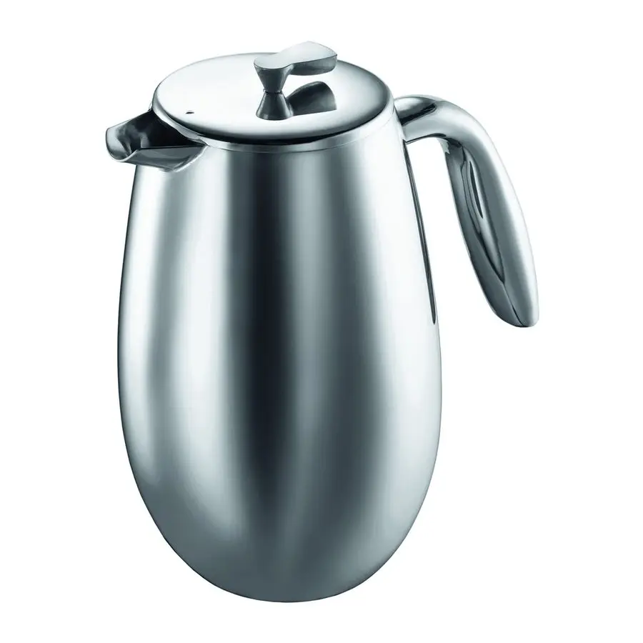 Cafetera Francesa Térmica Columbia de 34 oz, Aislada de Doble Pared, Acero Inoxidable, Cromada