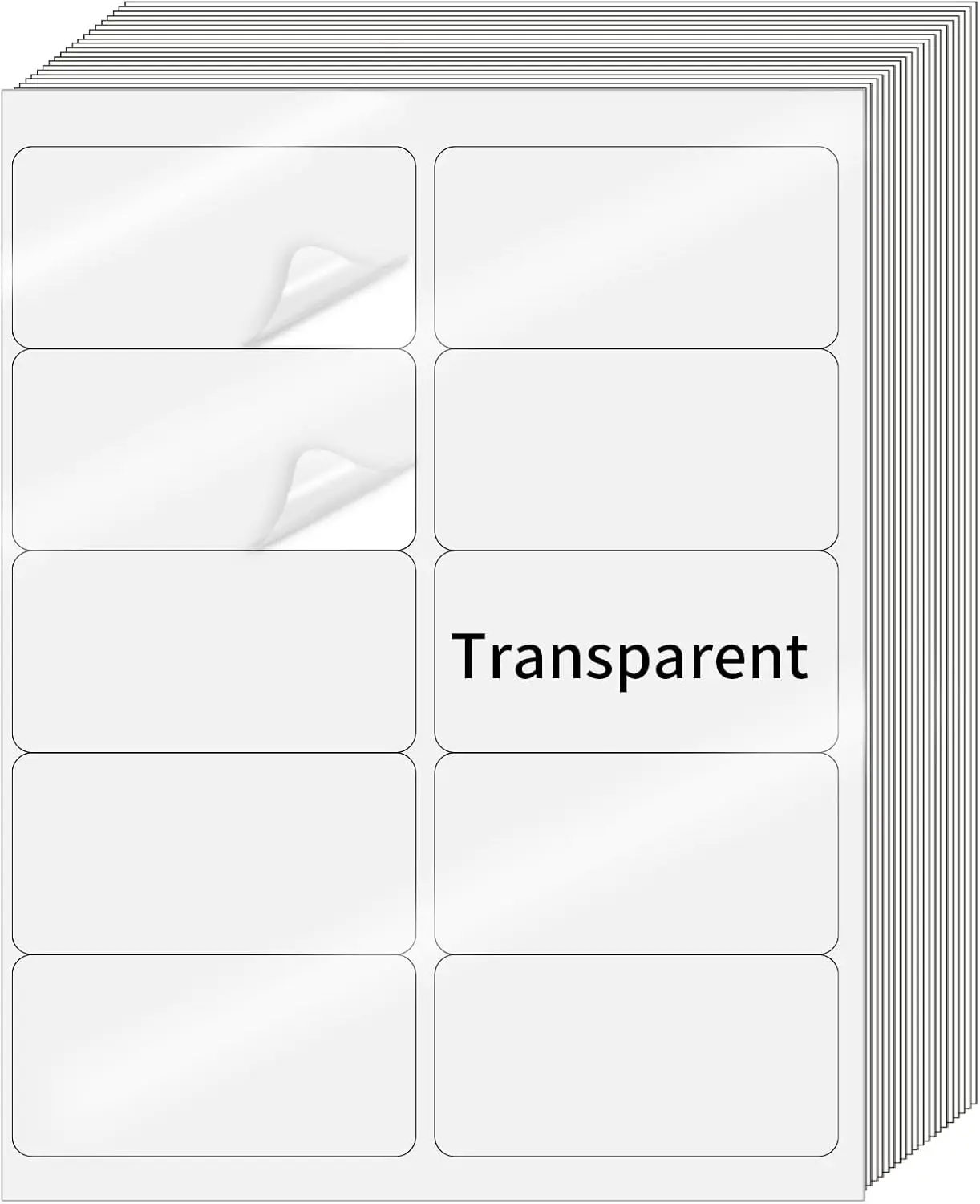 

Прозрачные наклейки-этикетки - 2' x 4' (8.5'×11') для лазерных/струйных принтеров, 20 листов