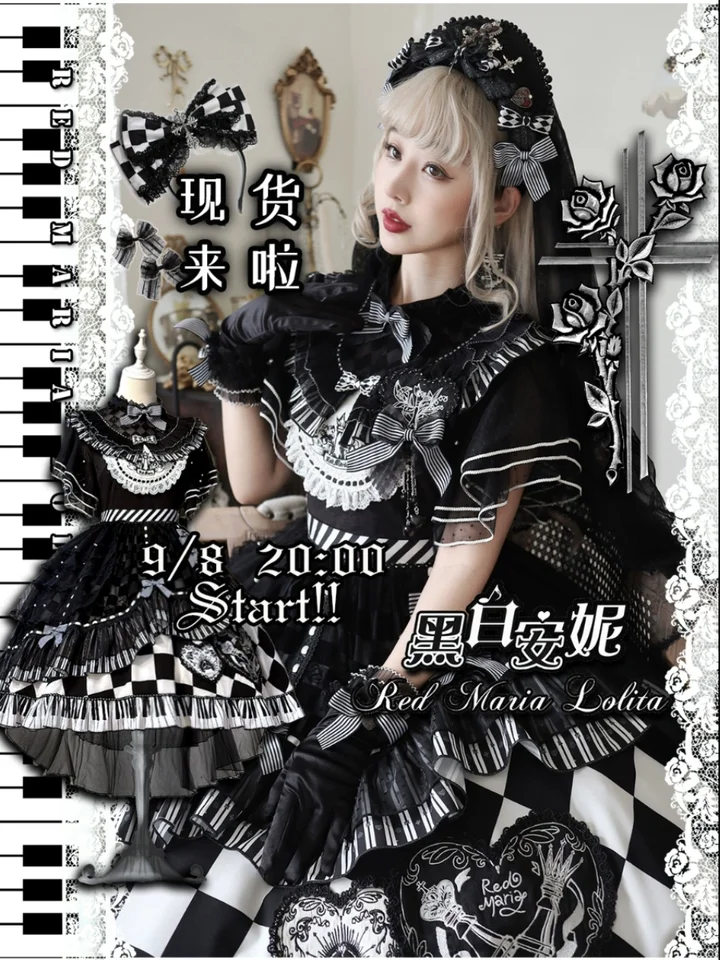 Black and white Anne Lita Gothic dark lo dress by Red Maria
