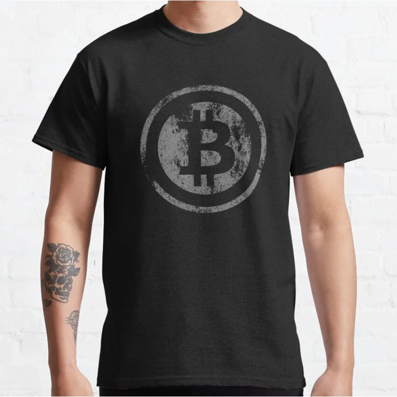 

Vintage Bitcoin logo Gift t shirt for Crypto Traders BTC Fan Bitcoin Symbol tee 100% cotton printed Graphic clothes All size top