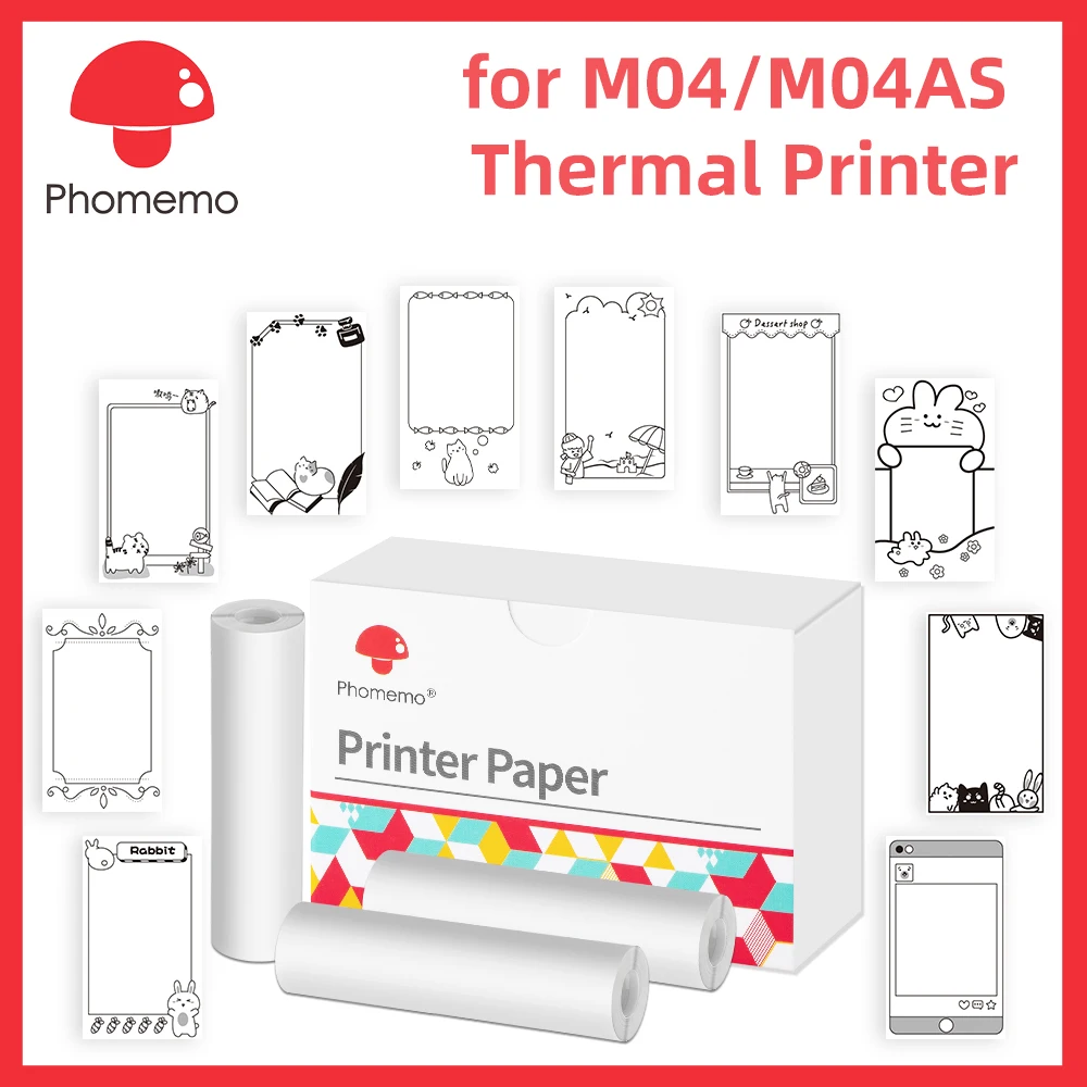 

Phomemo Adhesive Thermal Paper White Thermal Transparent Sticker Paper Photo Paper for M03/M04S/M04AS Mini Portable Printer