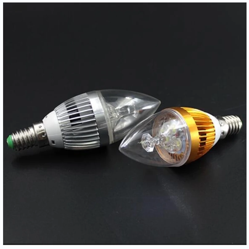 

Silver Golden E27 6W 8W 10W LED Candle Light Bulb for Wall Chandelier Lamp Spotlight High Power 270 degree AC85-265V