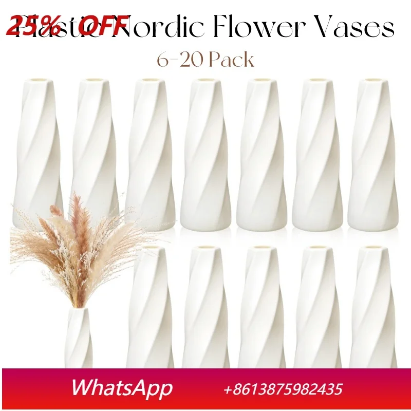 

6-20Pack Plastic Flower Vases Bulk Small Retro Floral Vases Unbreakable Bud Vase for Table Centerpiece Wedding Living Room Decor