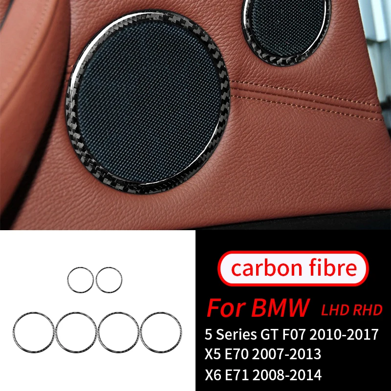 

For BMW X5 E70 X6 E71 Interior Decorative Accessories Real Carbon Fiber Car Audio Speaker Car Door Loudspeaker Trim